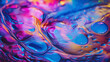 Holograficzna tapeta - technika i sztuka. Niebieskie, różowe i fioletowe odcienie tła cieczy o nieregularnych kształtach.