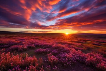 Flowering Heather Plant, Erica Flower Field, Gardener Heather, Idyllic Moorland Pattern