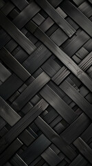 Canvas Print - Black abstract background with monochrome pattern, symmetrical design, parallelogram tiles, and lighting