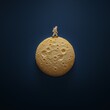A small astronaut walking on a moon shaped cookie. Taste exploration conceptual background