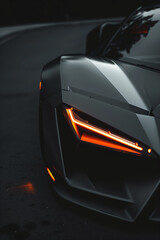 Poster - Black Sports Car with Orange LED Lights