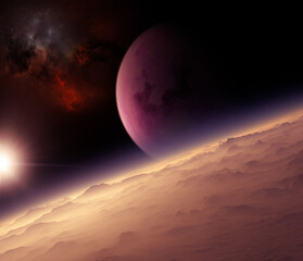 Wall Mural - planets and exoplanets of unexplored galaxies. sci-fi. new worlds to discover. colonization and expl