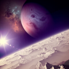 Wall Mural - planets and exoplanets of unexplored galaxies. sci-fi. new worlds to discover. colonization and expl