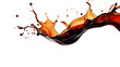 Brown cream coffee liquid swirl splash with little foundation bubbles isolated on clear png background.png