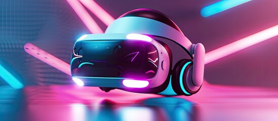 Poster - A robot wearing headphones is placed on a table, showcasing a blend of technology and entertainment. The robot appears ready for an immersive audio experience.