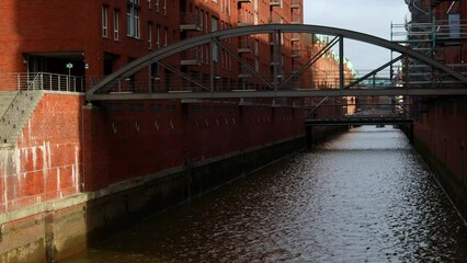 Canvas Print - the historic speicherstadt in the city of hamburg germany 4k video