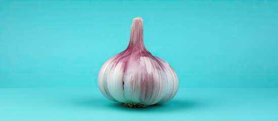 Sticker - A fresh and aromatic onion placed on a vivid blue background, contrasting against a vibrant green background.