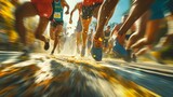 Fototapeta  - Dynamic marathon runners in action