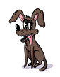 Sitting cartoon dog with his tongue hanging out. Vector illustration