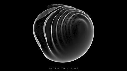Poster - Ultra thin line fluid geometry. Dynamic vector distorted spheres.
