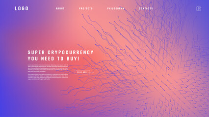 Poster - Landing page abstract design with expansion of line element. Template for website or app with tentacle shape.