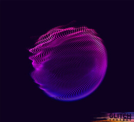 Poster - abstract vector colorful mesh on dark background. futuristic style card. corrupted point sphere