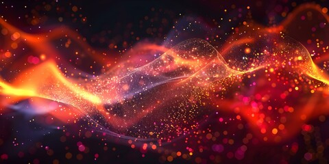 Poster - glowing particles creating abstract music visualization dynamic sound wave background seamless backg