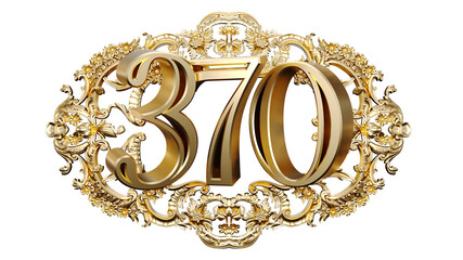 Wall Mural - golden number three hundred seventy in the center of decorative golden vintage frames, number 370