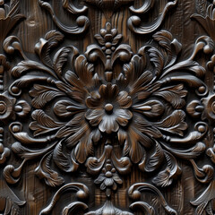 Canvas Print - Ornate wood carving design, seamless pattern