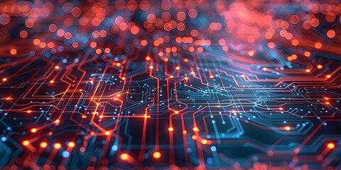 Futuristic layout of intersecting lines on circuit board with technology concept seamless background. Concept Technology, Circuit Board, Futuristic Design, Abstract Background, Intersecting Lines