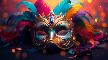 Top view of ornate Venetian carnival mask