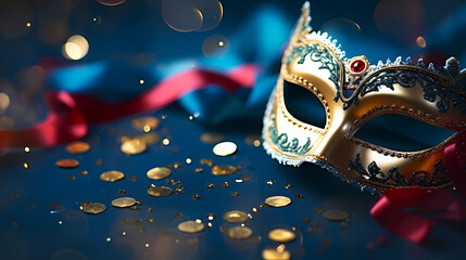 Top view of ornate Venetian carnival mask