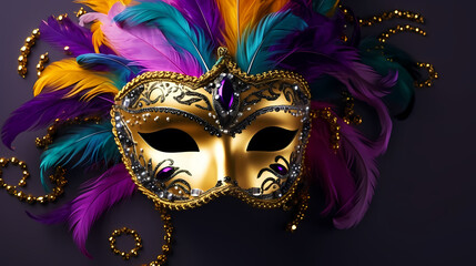 Top view of ornate Venetian carnival mask