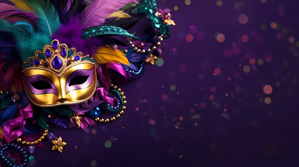 Top view of ornate Venetian carnival mask