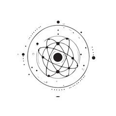 Nucleus in cartoon, doodle style . Image for t-shirt, web, mobile apps and ui. Isolated 2d vector illustration in logo, icon, sketch style, Eps 10, black and white. AI Generative