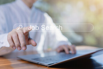 Wall Mural - job search online, finding a career from computers, and business connections. concept of recruitment