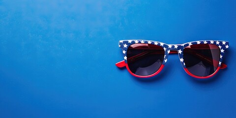 Wall Mural - Patriotic sunglasses with red white and blue stars and stripes flag design