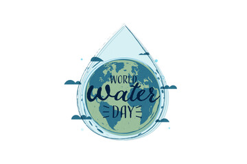 Wall Mural - World water day. Save water for Suatainable, ecology and environment conservation concept design.Vector illustration.