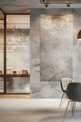 Wall Mural - Contemporary office interior with concrete walls, concrete floor and gray armchair. 