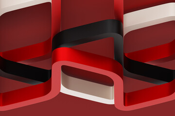 Fototapete - abstract poster design with colorful geometric shapes. 3d pattern of lines. 3d illustration, templat