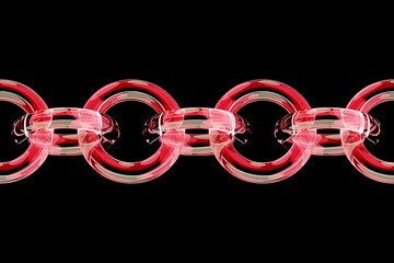 Poster - 3D rendering, perfect shape, multicolored neon chain on black background, futuristic energy concept