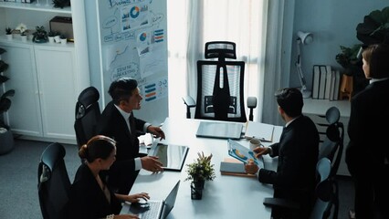 Poster - top view of smart diverse marketing team prepare for business meeting. professional businesspeople p