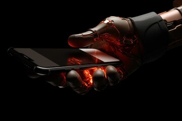 Poster - Advanced Robot cyber hand. Factory ai. Generate Ai