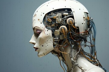 Poster - Analytical Robot mind. Future digital automated. Generate Ai