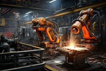 Poster - Precision-oriented Robotic welding. Digital manager interface. Generate Ai
