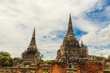 Ancient pagoda at Wat Phra Si Sanphet in historical park, Ayutthaya, Thailand