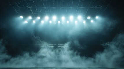 Wall Mural - Bright stadium arena lights and smoke