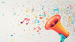 © alex - a speaker is shown with music notes on a light background, in the style of colorful curves