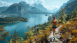 © Fokke Baarssen - hiker girl walking in a national park with a backpack. Woman tourist going camping in the forest. Canada travel hiking tourism in Squamish, British Columbia, Canada.