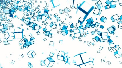 Aufkleber - Abstract colorful diagonal flow of 3d cubes. Design. Flying geometric figures.