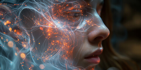 woman's face and the artificial intelligence