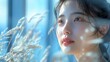 © The Little Hut - Generative AI : beautiful korean teenage girl, breathing the good scent, smell of freshness, smiling beautifully