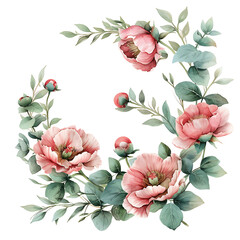 Wall Mural - Graceful Pink Flower with Eucalyptus Touch