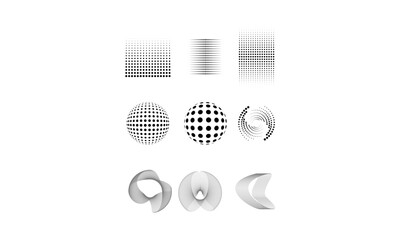 Sticker - Abstract 3D halftone design elements collection vector