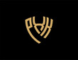 PXK creative letter shield logo design vector icon illustration