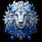 Fototapeta Przestrzenne - a blue and white lion head