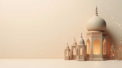 Wall Mural - Modern 3D greeting card Islamic holiday banner suitable for Ramadan