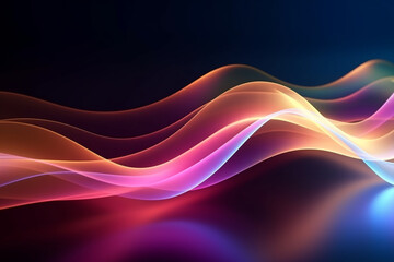 Poster - abstract futuristic background, glowing neon, black background, dark
