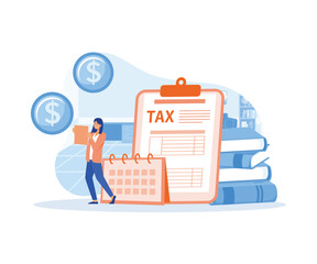 Wall Mural - Tax preparation abstract. Tax year, payment planning, corporate accountancy, annual return abstract metaphor. flat vector modern illustration 