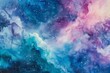 Watercolor galaxy background, cosmic and celestial theme, with vibrant blues, purples, and pinks, suitable for dreamy and mystical designs.